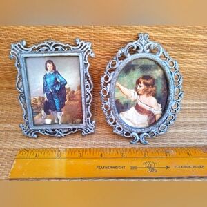 made in Italy vintage small frame set silver metal boy blue vtg decor
